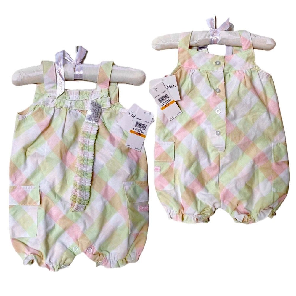 🌷NWOT Calvin Klein Plaid Jumper / Romper 6/9M🌷